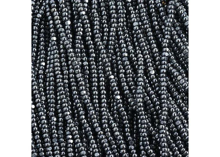 Czech Seed Bead 11/0 Cut Opaque Gunmetal Strung