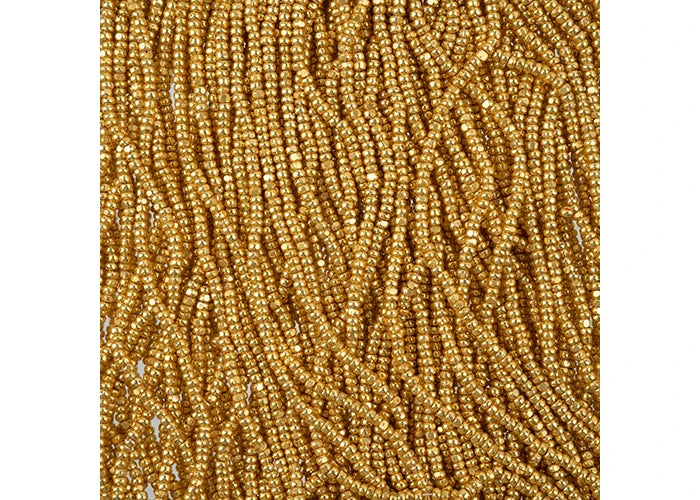 Czech Seed Bead 11/0 Cut Gold Premium Strung