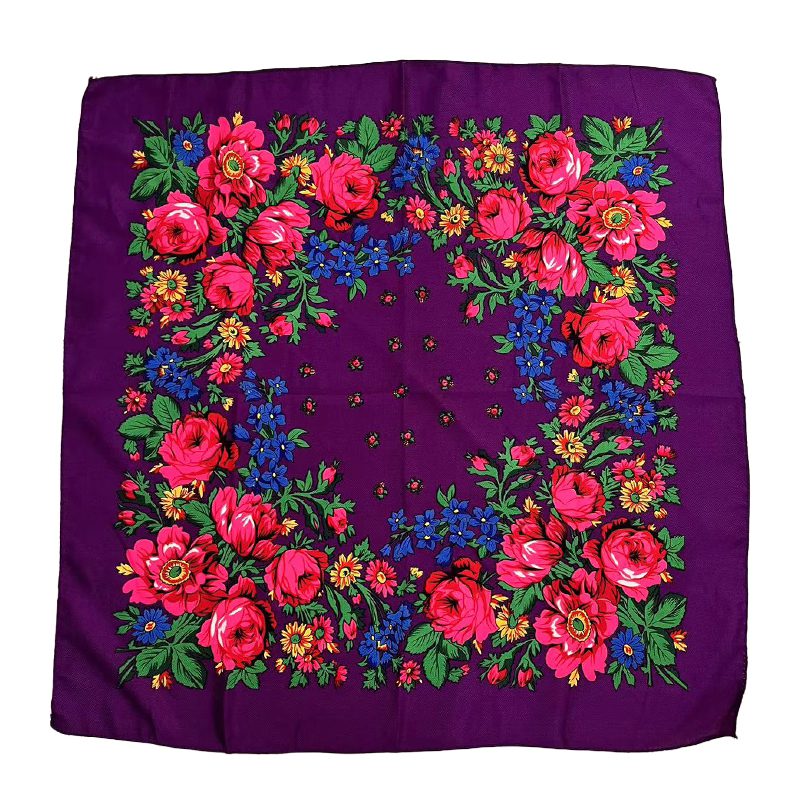 30″ x 30″ Non-Metallic Purple Kokum Floral Scarf