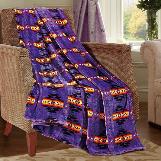 Navajo Print Silk Touch One Ply Blanket