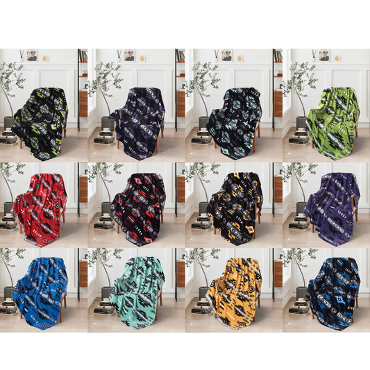 Black Neon Silk Touch One ply Throw Blanket