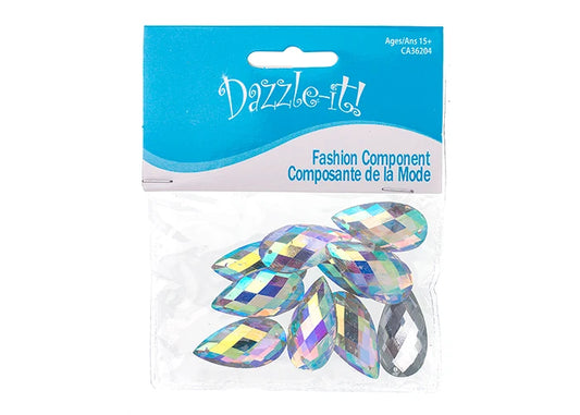 Resin Sew-on Metalico Stone Drop 16x30mm Crystal AB