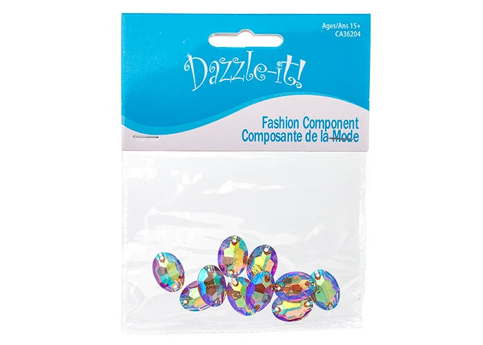 Resin Sew-on Metalico Stone Oval 11x16mm Sun AB