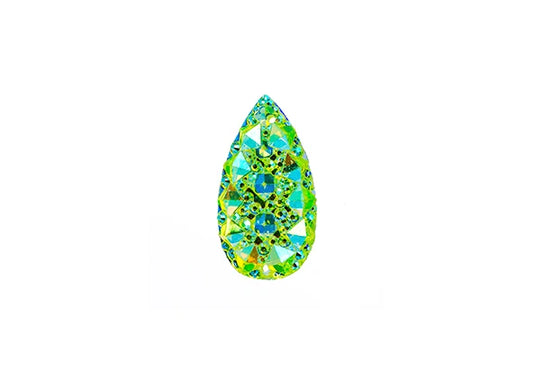 Resin Sew-on GummySpike(10pcs) Drop 10x20mm Lime Green AB