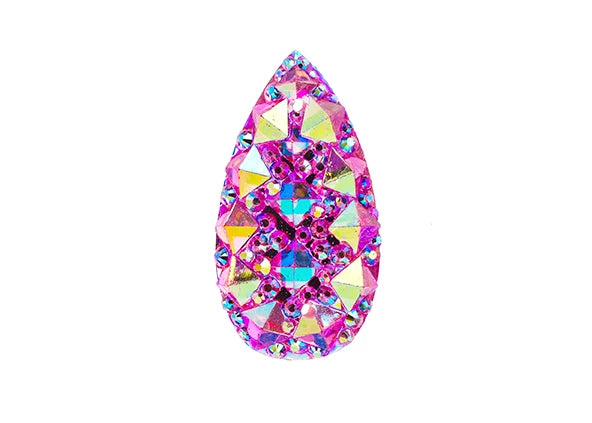 Resin Sew-on Gummy Spike(10pcs) Drop 16x30mm Pink AB
