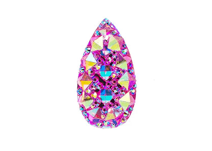 Resin Sew-on Gummy Spike(10pcs) Drop 16x30mm Pink AB
