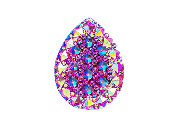 Resin Sew-on GummySpike(10pcs) Drop 20x30mm Pink AB