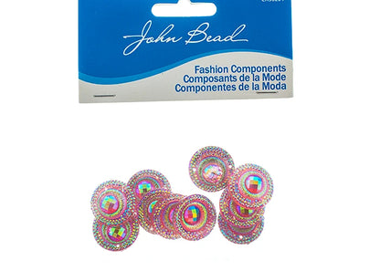 Resin Sew-On Peacock 10pcs 20mm Round Pink AB