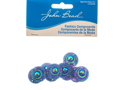 Resin Sew-On Peacock 10pcs 20mm Round Purple AB