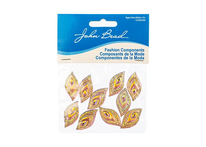 Resin Sew-On Peacock 10pcs 16x30mm Tulip Pink AB