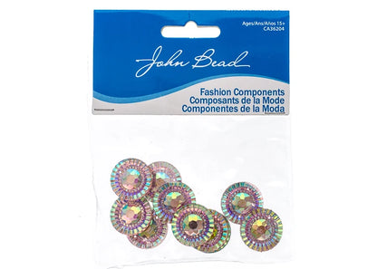 Resin Sew-On Piikki Stones 10pcs 20mm Round Pink AB