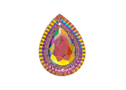 Resin Sew-On Piikki Stones 10pcs 20x30mm Drop Pink AB