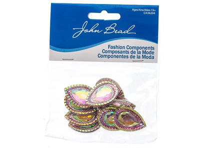 Resin Sew-On Piikki Stones 10pcs 20x30mm Drop Pink AB