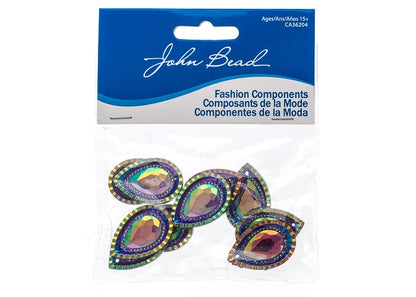 Resin Sew-On Piikki Stones 10pcs 20x30mm Drop Purple AB