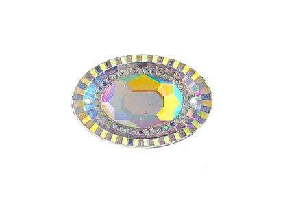 Resin Sew-On Piikki Stones 10pcs 20x30mm Oval Crystal AB
