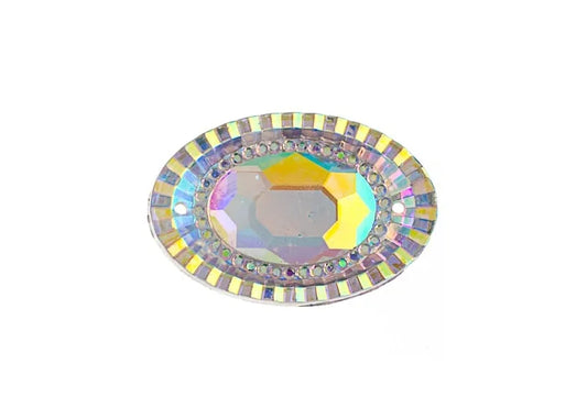 Resin Sew-On Piikki Stones 10pcs 20x30mm Oval Crystal AB