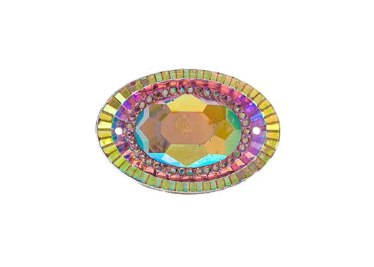 Resin Sew-On Piikki Stones 10pcs 20x30mm Oval Pink AB