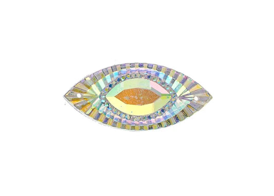 Resin Sew-On Piikki Stones 10pcs 18x40mm Navette Crystal AB