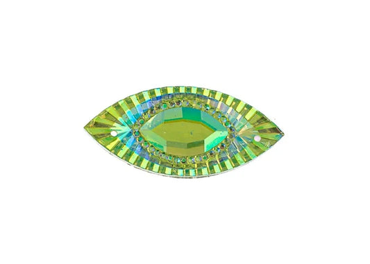 Resin Sew-On Piikki Stones 10pcs 18x40mm Navette Lime AB
