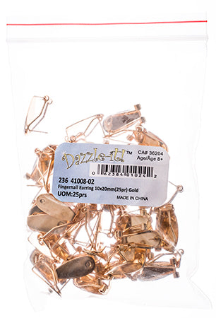 Fingernail Earring 10x20mm (25pr) Rose Gold
