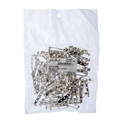 Bar Pins - 1.25in Nickel Color 100PCS