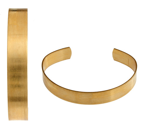 Brass Cuff Bracelets Flat Band 0.44in Wide 2PCS