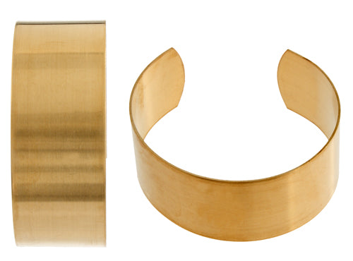 Brass Cuff Bracelets Flat Band 1in Wide 2PCS