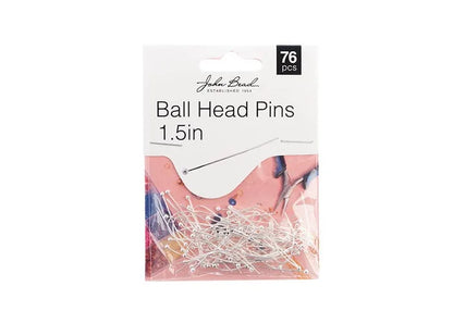 Ball Head Pins 1.5in 24ga(0.02) Silver 76pcs