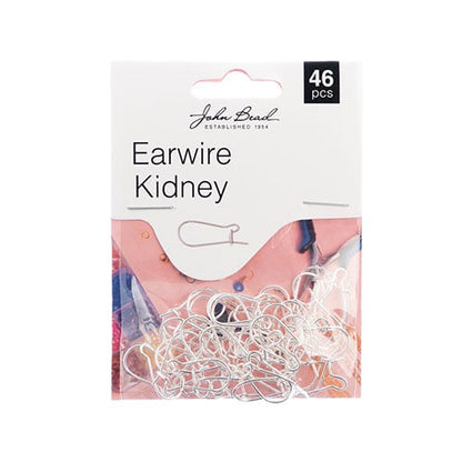 Earwire Kidney (apx 19x10mm) Silver 46pcs