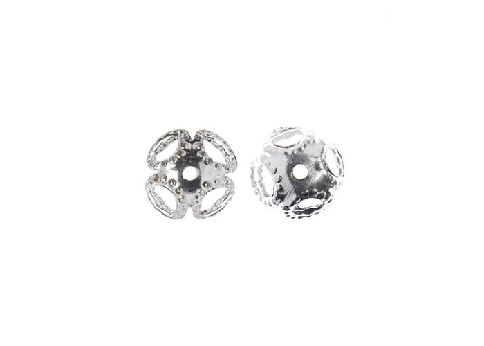 Bead Cap 8mm Silver 48pcs