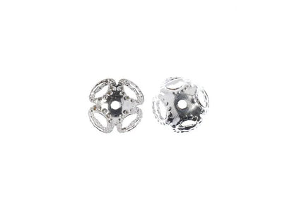 Bead Cap 8mm Silver 48pcs