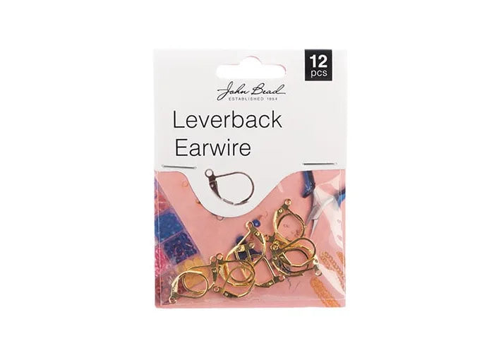 Earwire Leverback (apx 15mm) Gold 12pcs