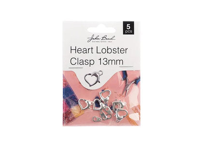 Heart Lobster Clasp 13mm Silver 5pcs