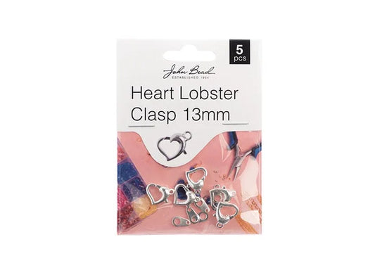Heart Lobster Clasp 13mm Silver 5pcs
