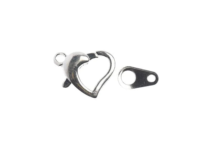 Heart Lobster Clasp 13mm Silver 5pcs