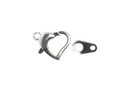 Heart Lobster Clasp 13mm Silver 5pcs
