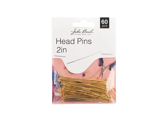 Head Pins 2in 20ga(0.032) Gold 60pcs
