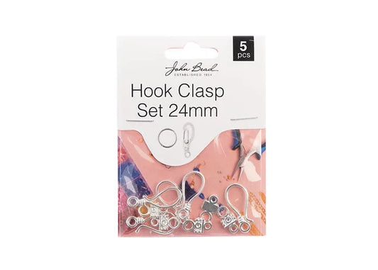 Hook Clasp Set 24mm Silver 5pcs