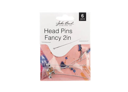 Head Pins Fancy 2in Antique Silver 6pcs