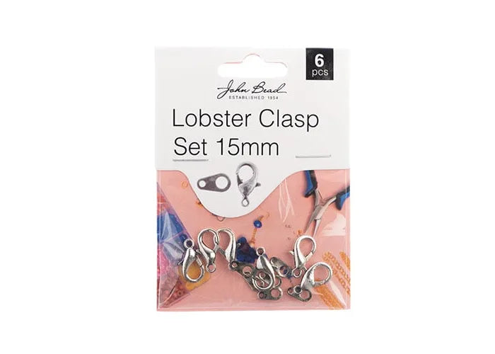 Lobster Clasp Set 15mm Antique Silver 6pcs
