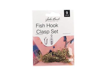 Fish Hook Clasp Set (apx7x20mm) Antique Gold 9pcs
