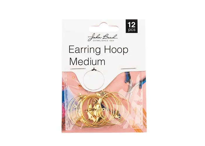Earring Hoop Medium (apx 25mm) Gold 12pcs