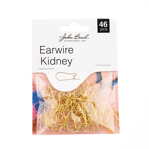 Earwire Kidney (apx 19x10mm) Gold 46pcs
