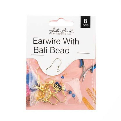Earwire w/ Bali Bead Gold 8pcs