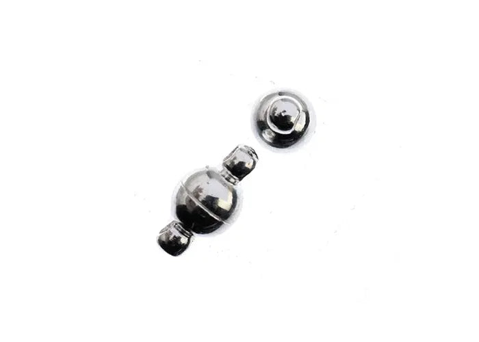 Round Magnetic Clasp 6x6.5mm Silver 2 Pairs