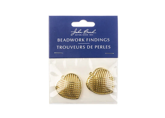 Beadwork Findings Gold Pendant Crossed Heart 29x31mm 4pcs