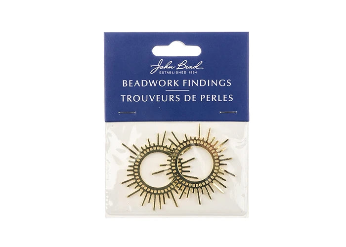 Beadwork Findings Gold Pendant Sun 42x45mm 2pcs