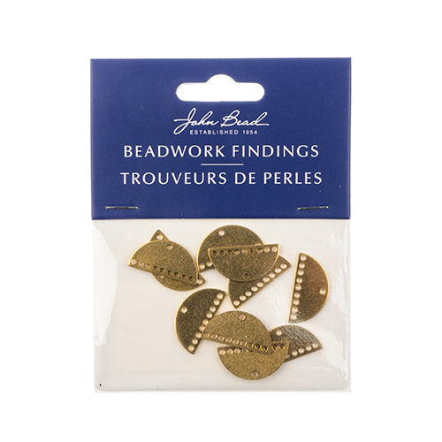 Beadwork Findings Gold Pendant Half Moon Semicircle with 9+1 Holes 21x10.5x0.8mm 10pc