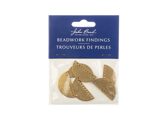 Beadwork Findings Gold Pendant Half Moon Semicircle with 10+1 Holes 30x15x1mm 6pc