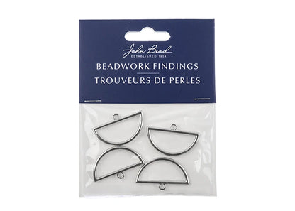 Beadwork Findings Silver Pendant Half Circle 18x30mm 4pcs
